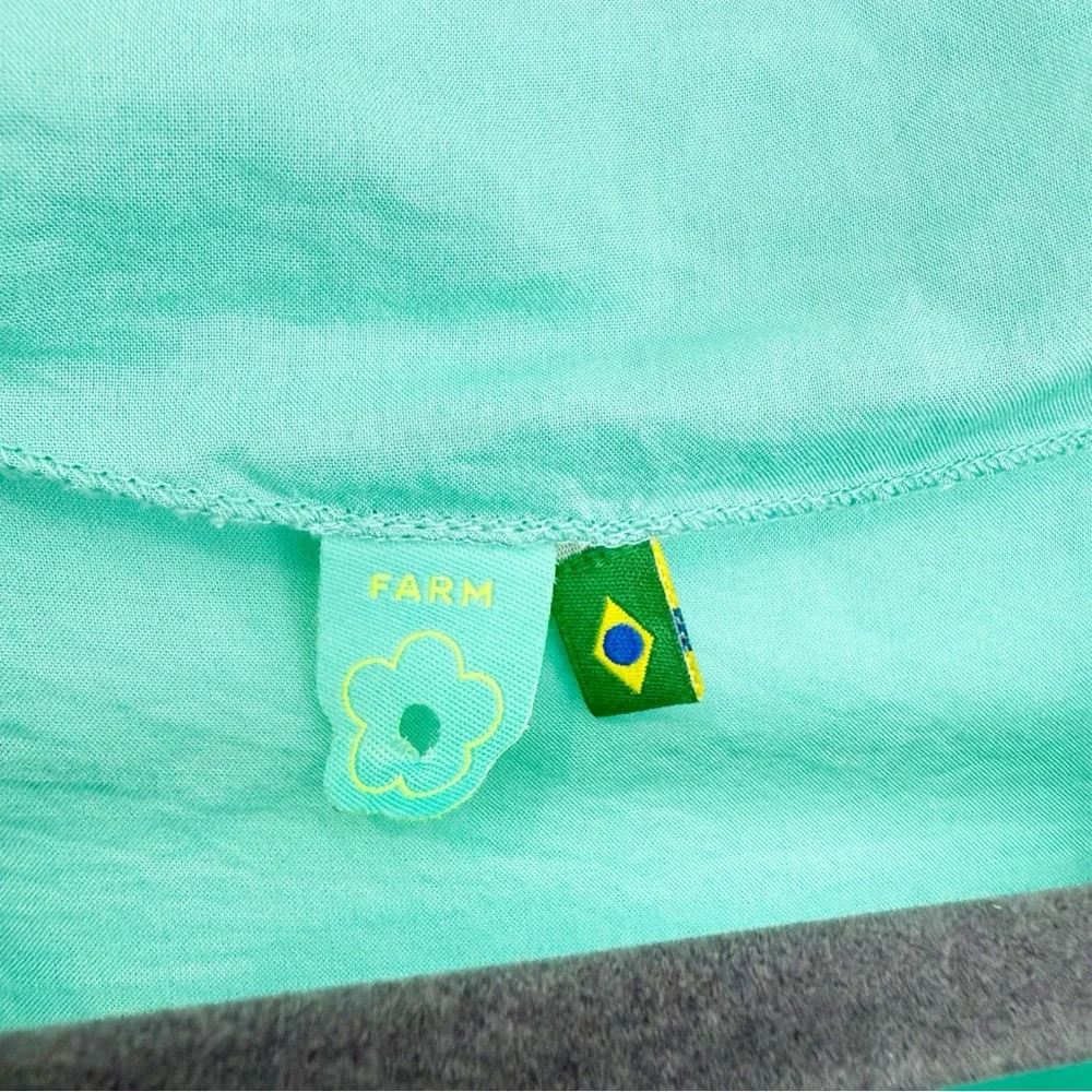 Farm Rio Turquoise Crochet Detail Long Sleeve Crop Top Size P